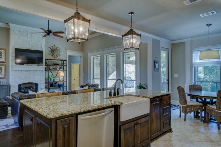 results of Houston kitchen remodeling with farmhouse sink in kitchen island