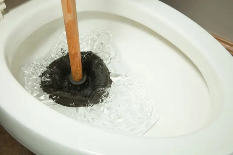 Plunger in toilet to clear clog before calling Houston plumber for help
