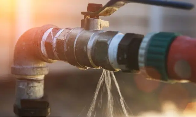 outdoor pipe spraying water needing Houston plumbing leak repair